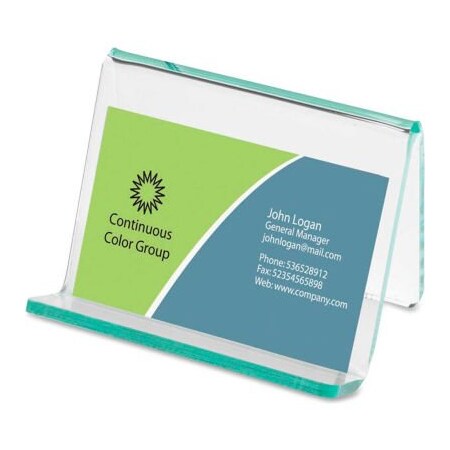Lorell Lorell Acrylic Transparent Green Edge Business Card Holder 80657